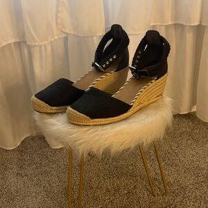 Sperry Black Wedge Espadrilles